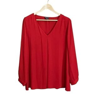 Vince Camuto Elegant V-Neck Poet Sleeve Tunic Blouse. Red/Orange Size L #1350